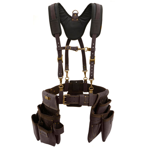 OX Tools Pro 4 Piece Carpenter Tool Belt with (L/XL) belt and Padded Suspender