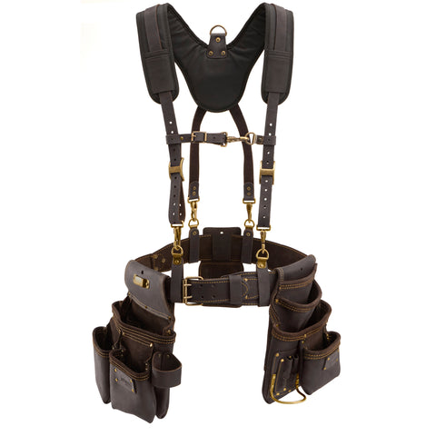 OX Tools Pro Framer’s Tool Rig in Oil Tanned Top Grain Leather with (L/XL) Tool Belt and Padded Suspender