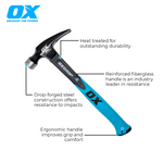 OX Trade 16-Ounce Fiberglass Straight Claw Hammer